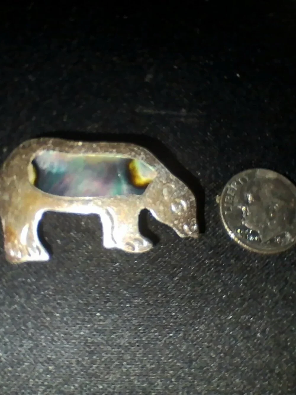 Vintage Native American Sterling Inlay & Mexican Alpaca Abalone Bear Brooch Lot